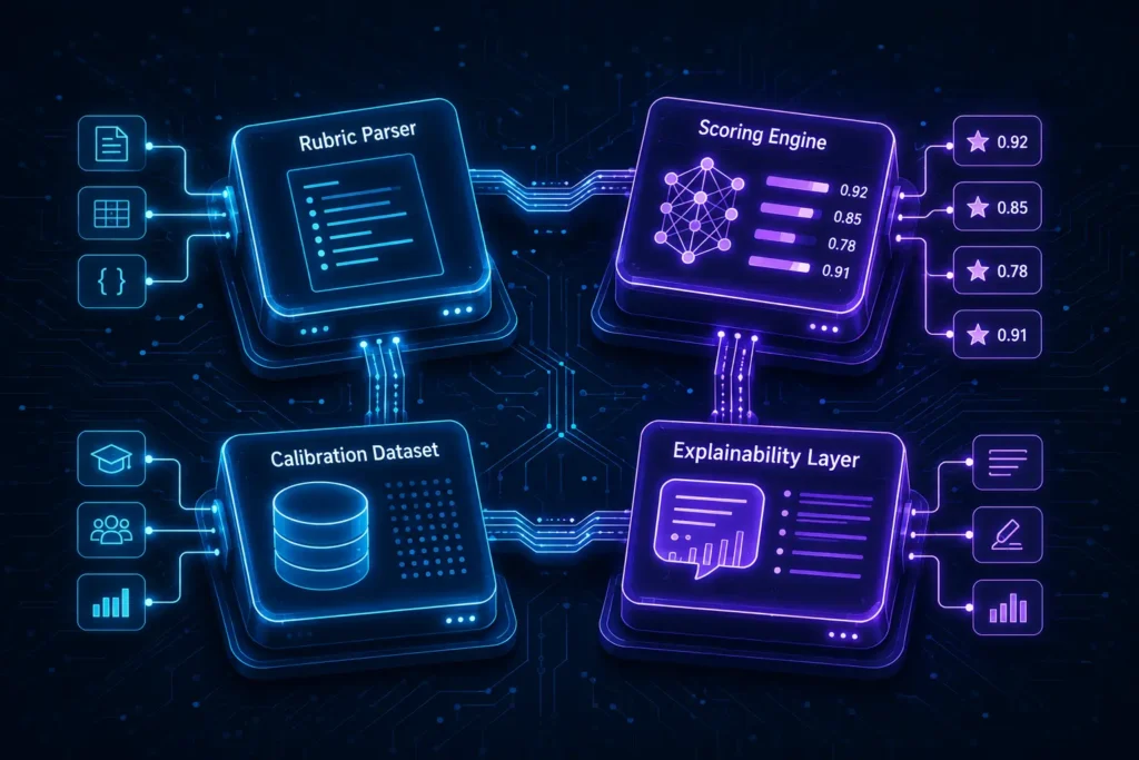 AI essay grading technical architecture stack