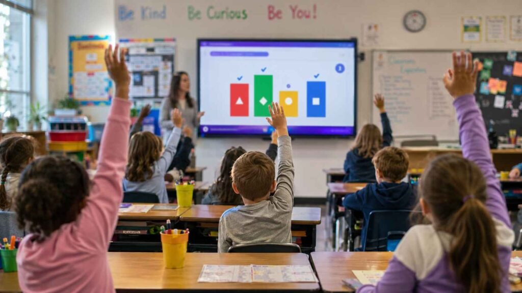 Students engaging with an AI-powered classroom activity