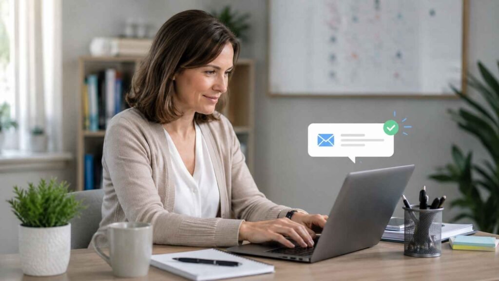 Teacher using AI to draft parent communication and admin tasks