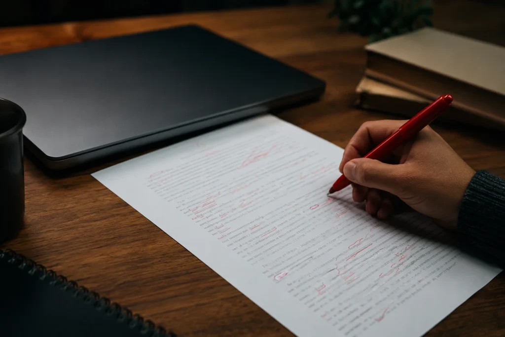 Teacher manually reviewing AI-generated content, a key limitation noted in this Diffit AI review for teachers